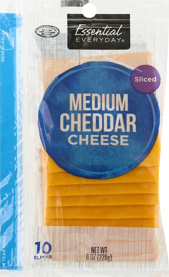 Essential Everyday Sliced Medium Cheddar Cheese (10 ct)