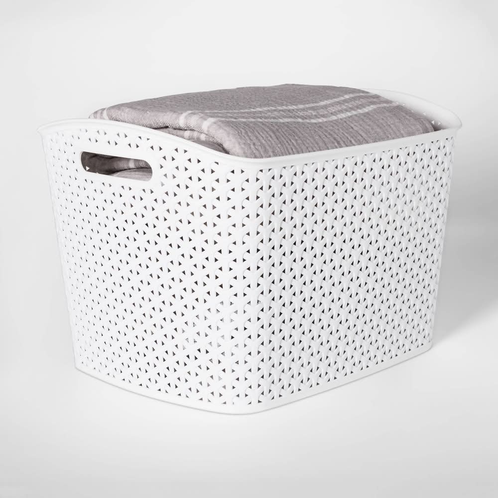 Brightroom Curved Decorative Storage Basket, XL, White