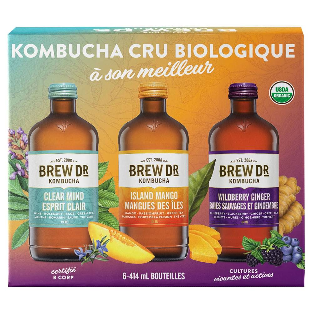 Brew Dr Organic Kombucha Variety Pack 6 X 414 Ml