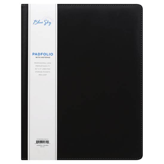 Blue Sky Black Padfolio With Notepad