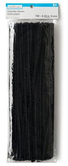 Creatology Chenille Pipe Cleaners, 0.23 in, Black (100 ct)