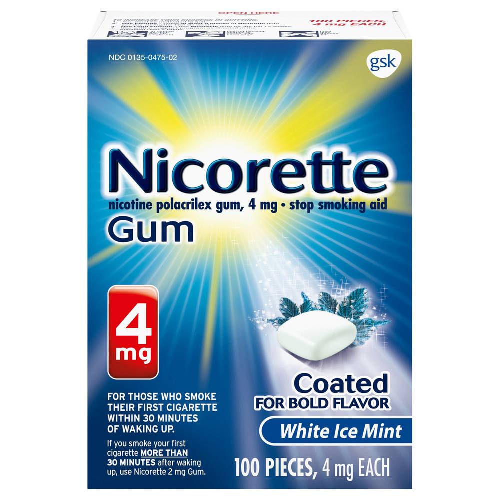 Nicorette Nicotine Polacrilex Gum 4mg (white ice mint)