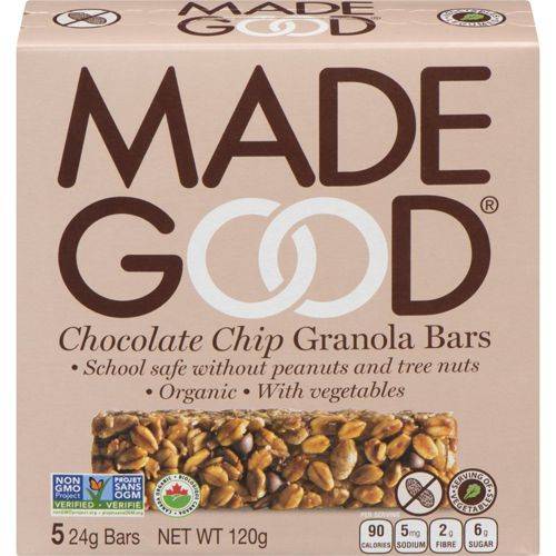 Made good barres granola bio aux pépites de chocolat (5 x 24 g) - organic chocolate chip granola bars (5 x 24 g)