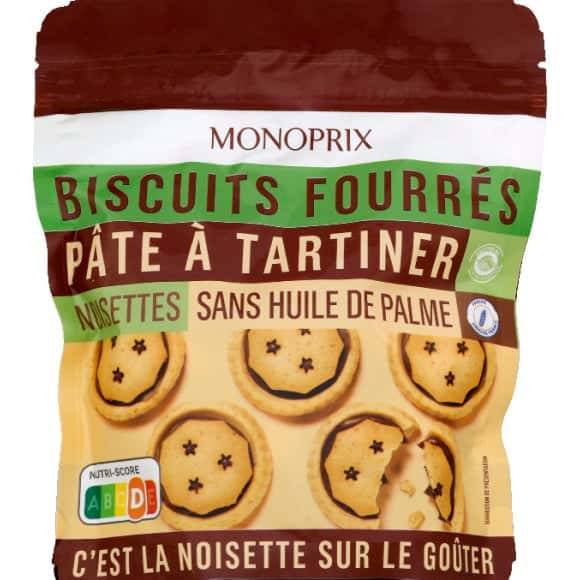 Monoprix - Biscuits fourrés de pâte à tartiner, noisettes (240g)