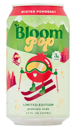 Bloom Pop Limited Edition Prebiotic Soda, Winter Pomberry (12 fl oz)