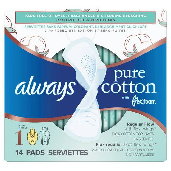Always serviettes pure cotton, taille 1 (14unités) - infinity cotton pads size 1 (14 units)