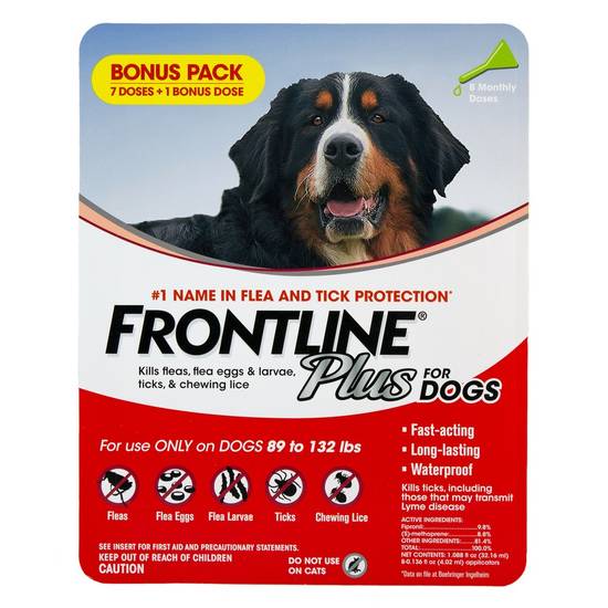 Frontline Plus Large Dog 45-88 Lbs 8 Month Supply (8 doses)
