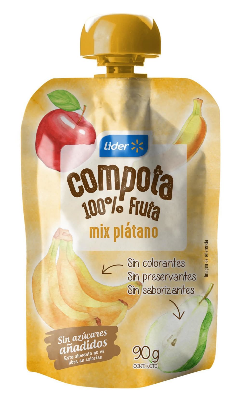 Lider · Compota mix pera, manzana y plátano (90 g)
