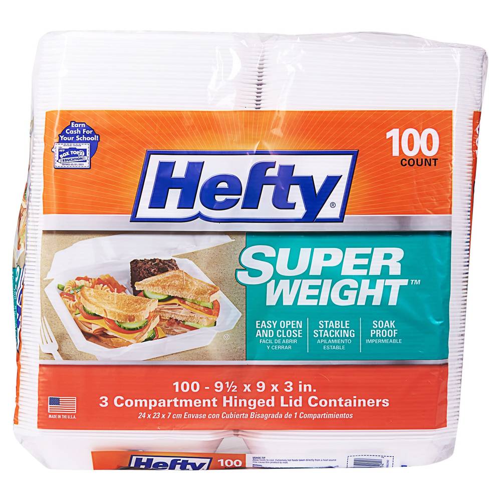 Hefty Compartment Hinged Lid Containers (100 ct)