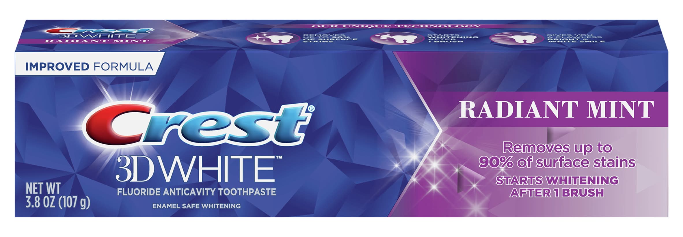 Crest 3D White Fluoride Anticavity Toothpaste, Radiant Mint (3.8 oz)