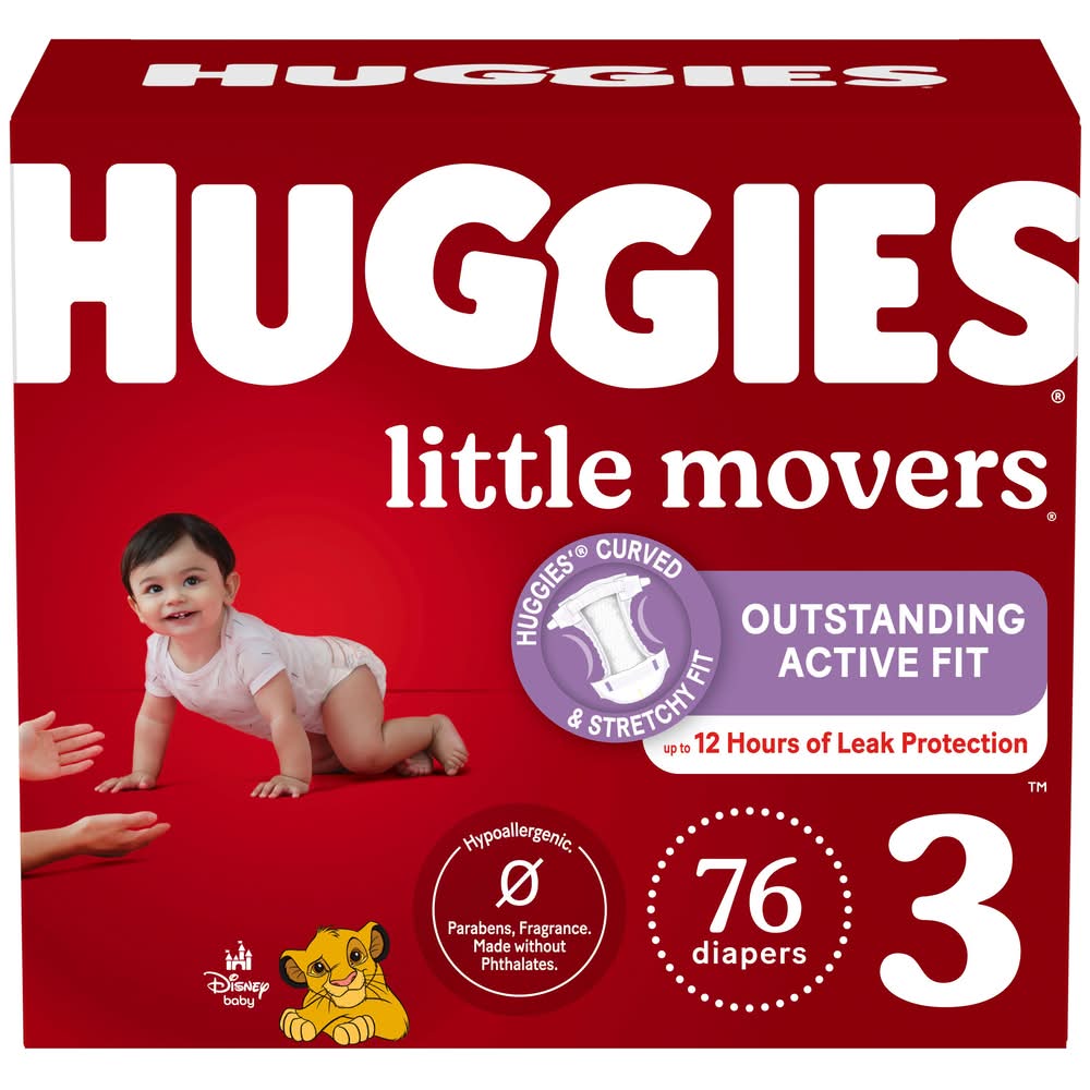 Huggies Little Movers Baby Diapers, 3 (76 ct)