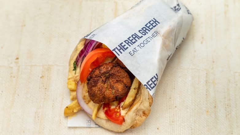 Courgette Fritters Souvlaki with Houmous ( V VG )