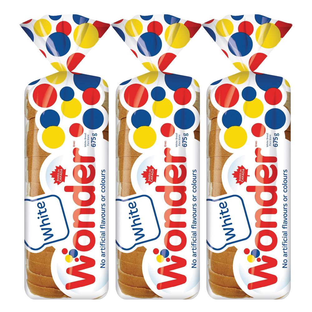 Wonder White Bread 3 × 675 G