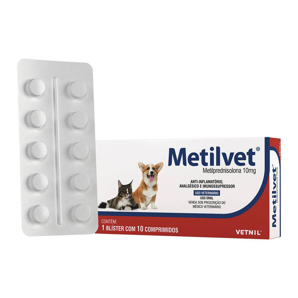 Vetnil metilvet metilprednisolona 10mg (10 comprimidos)