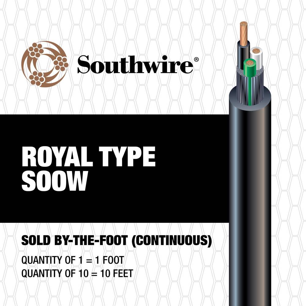 Southwire 1-ft 12-AWG- 3 Black SOOW Power Cord By-the-foot | 55809443