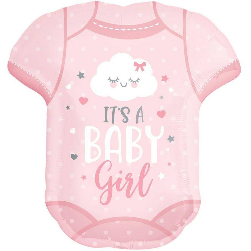 Uninflated Pink It's A Baby Girl Bodysuit Balloon, 24in