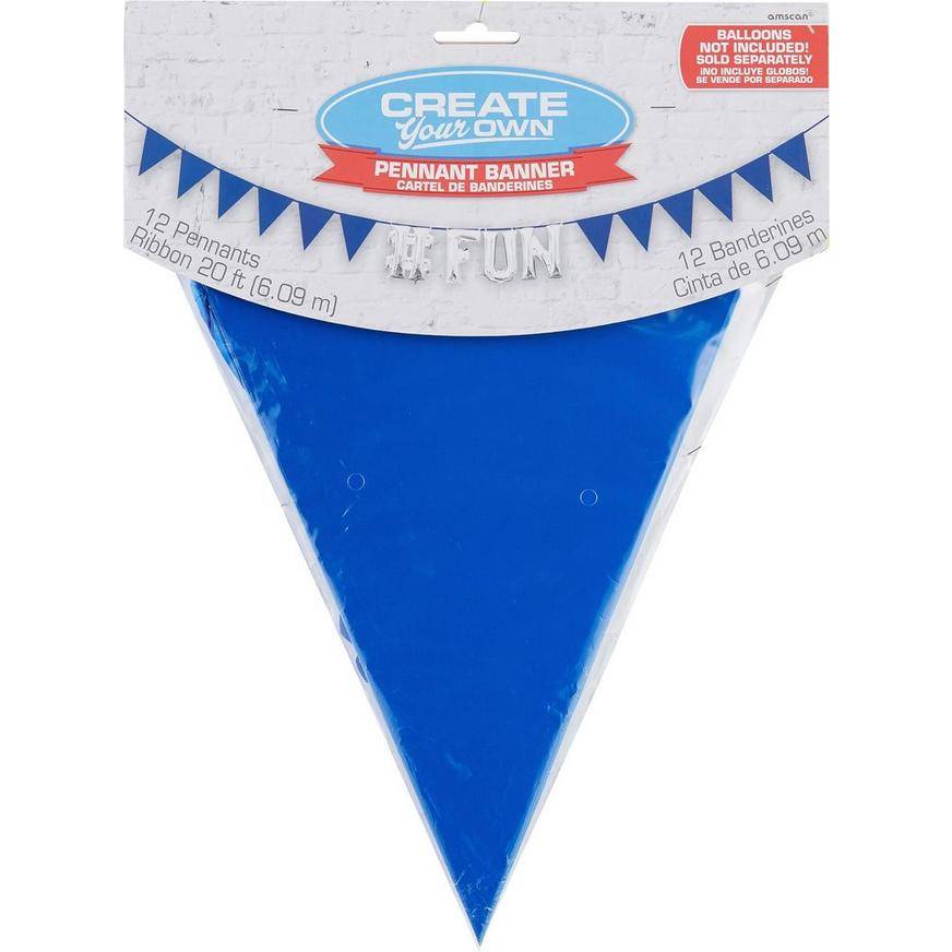 Party City Create Your Own Pennant Banner (unisex/8.75" w x 10.5" l/royal blue)