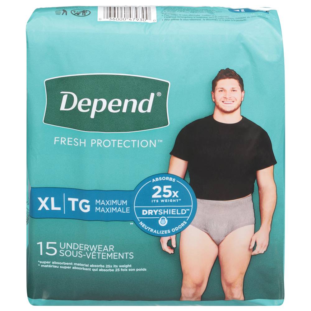 Depend Fit-Flex For Men Extra Large Maximum Underwea (1.84 lbs)