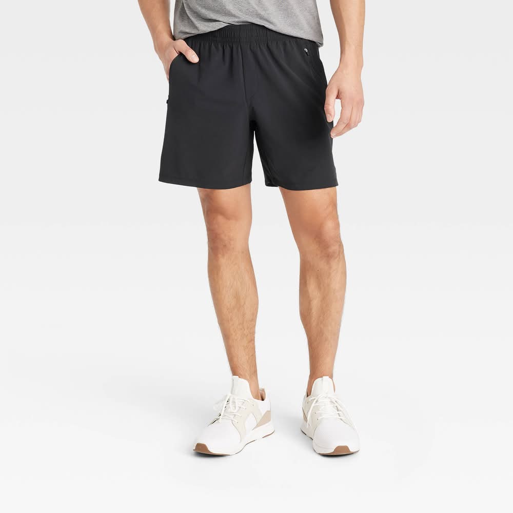 All In Motion Stretch Woven Shorts, Men, XL, Black