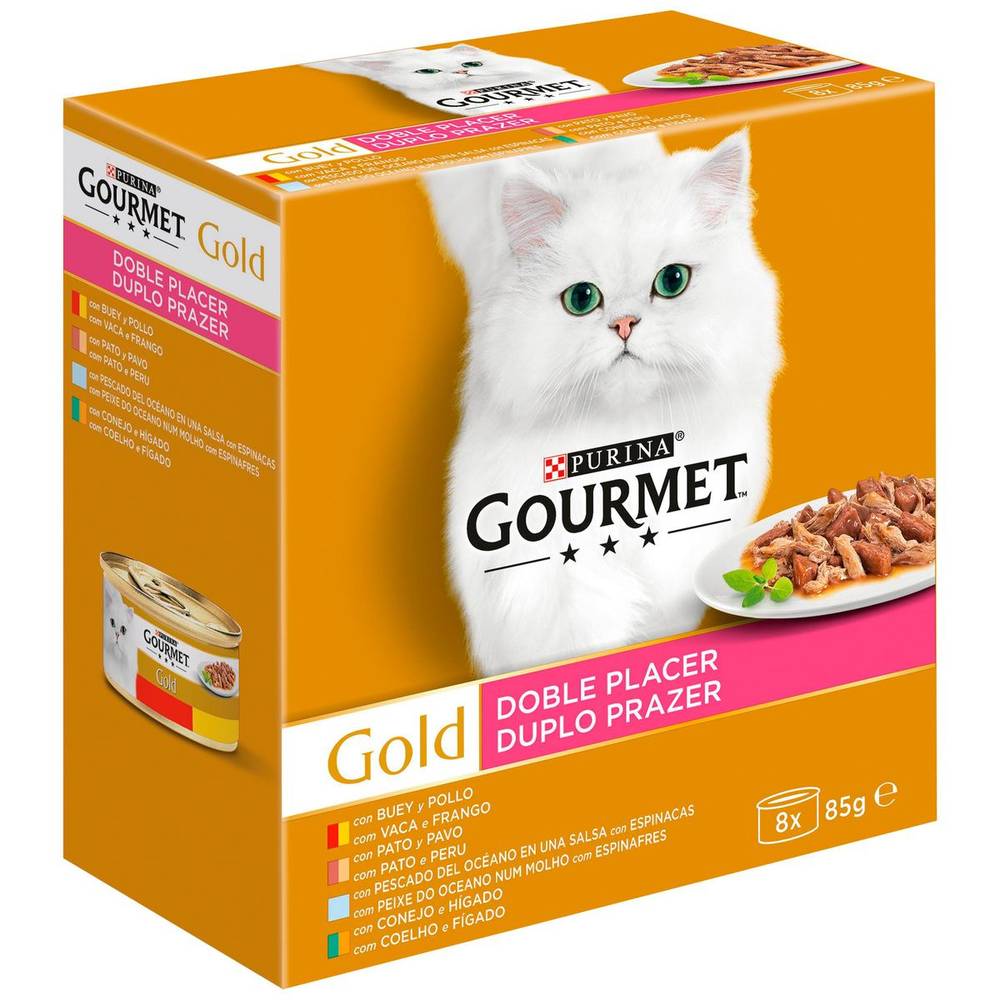 Alimento buey/pollo GOURMET Gold doble placer gatos lata 8x85 gr