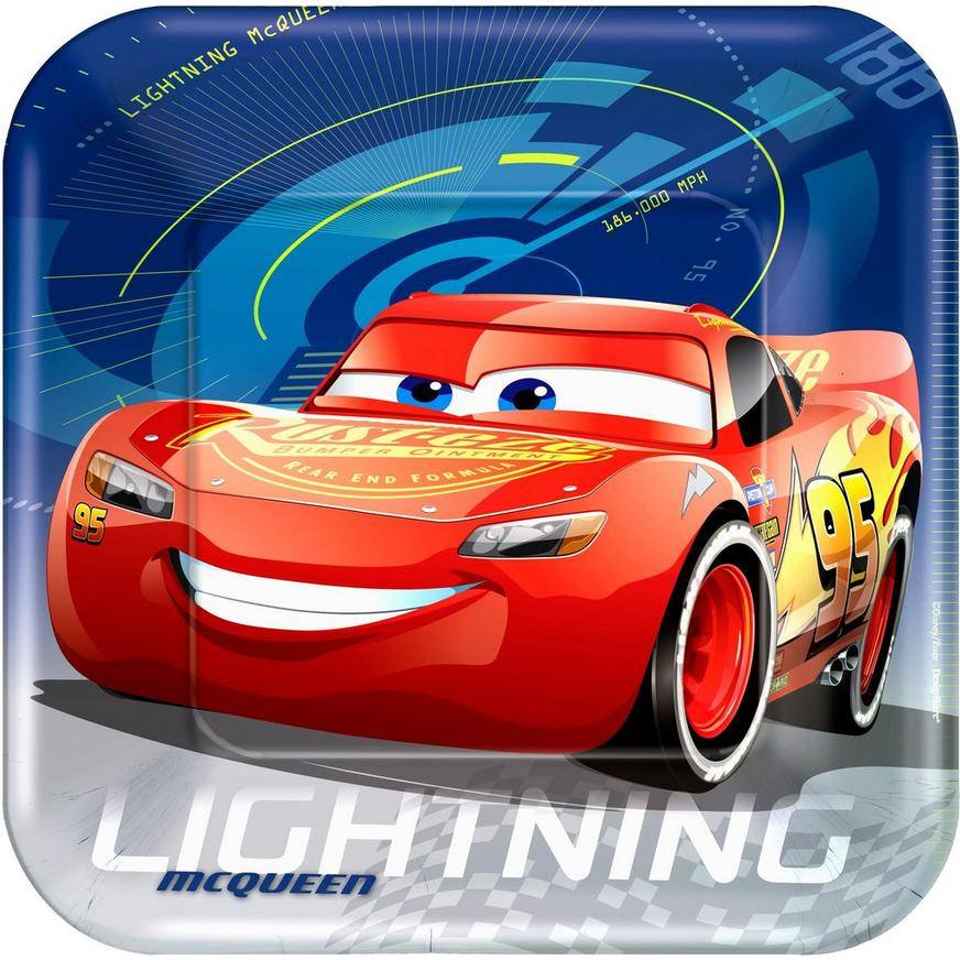 Party City Cars 3 Lunch Plates (9in x 9in)