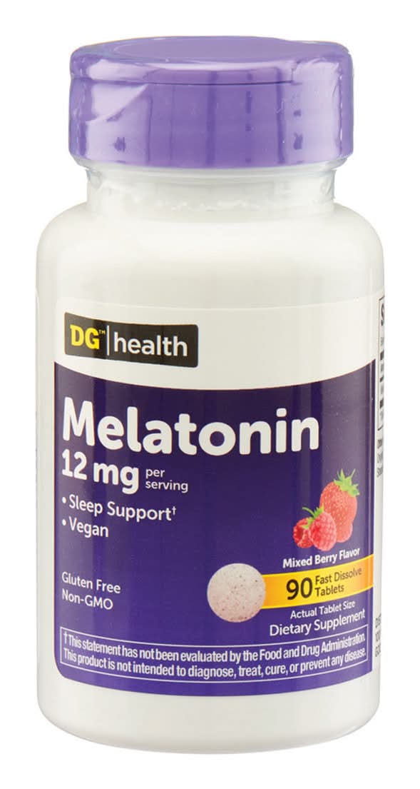 DG Health Melatonin Fast Dissolve Tablets 12 mg, Mixed Berry (90 ct)
