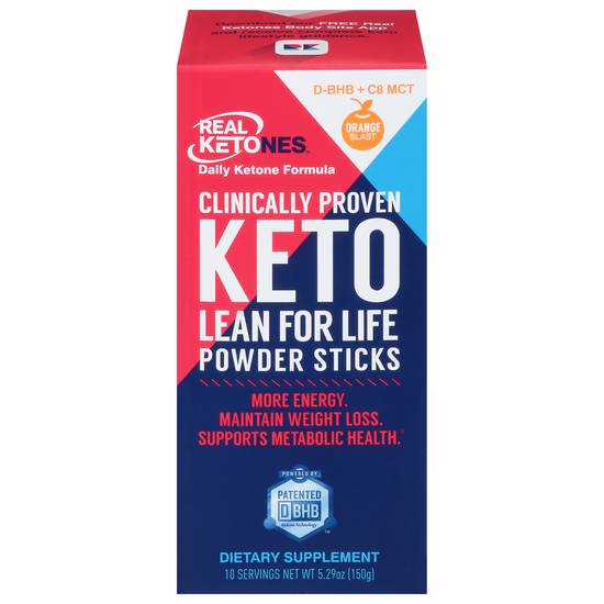 Real Ketones Keto Orange Blast Lean For Life Powder Sticks ( 10 ct )