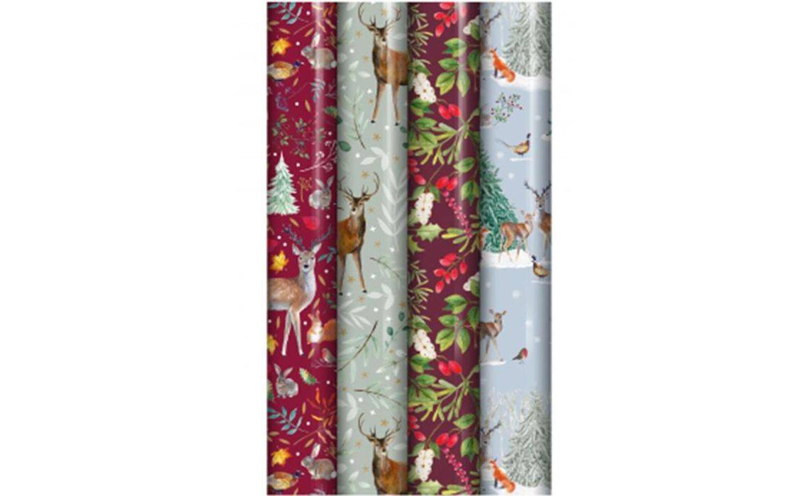 Christmas Woodland Recyclable Gift Wrap 4m roll (407997)