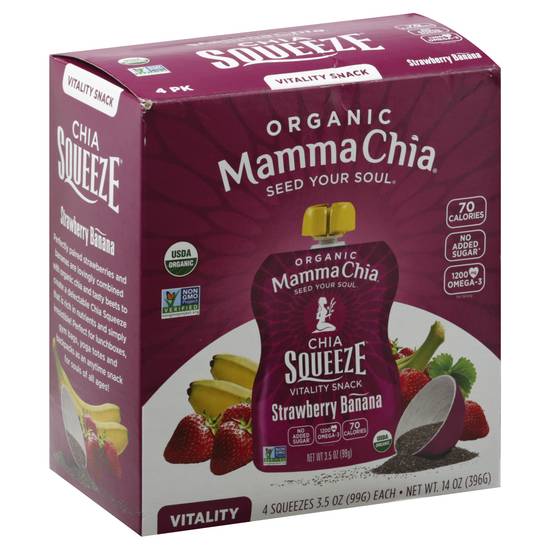 Mamma Chia Organic Strawberry Banana Chia Squeeze Snack