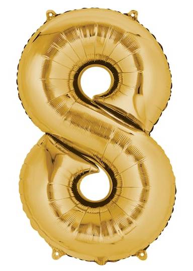 Inflated 34" Gold Mylar Number Balloon