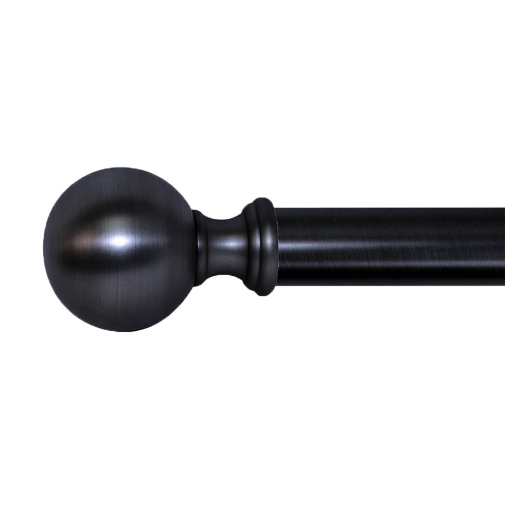 Style Selections 48-in to 84-in Matte Black Steel Single Curtain Rod with Finials | FSI 1436F MBLK