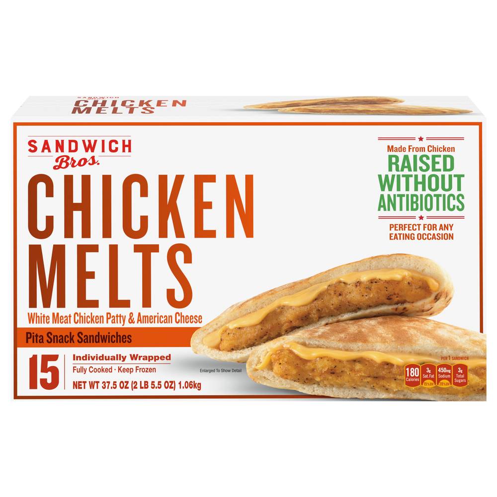 Sandwich Bros. Chicken Melts Flatbread Pocket Snack (15 ct)