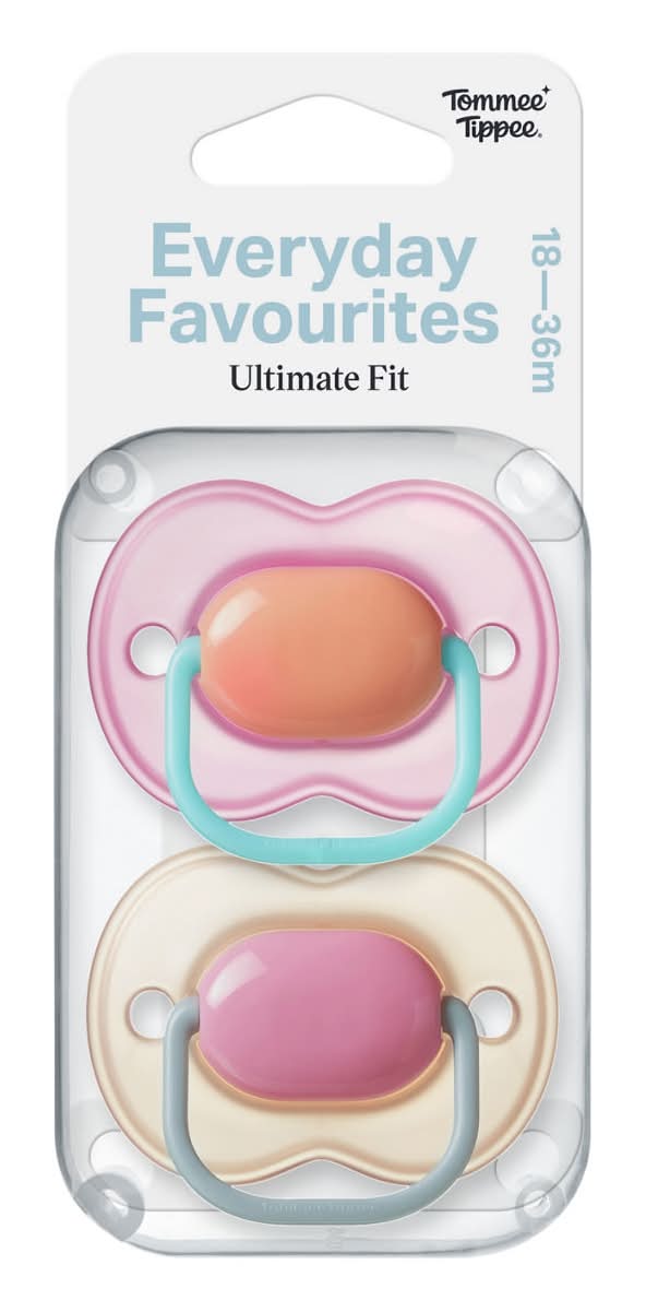 Tommee Tippee Everyday Favourites Ultimate Fit Pacifiers 18-36 Months 2 Ct Assorted Colors