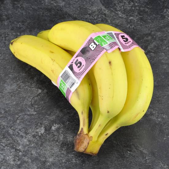 Banane Cavendish BIO, calibre P14, catégorie 2, Republique Dominicaine, ruban 5 fruits