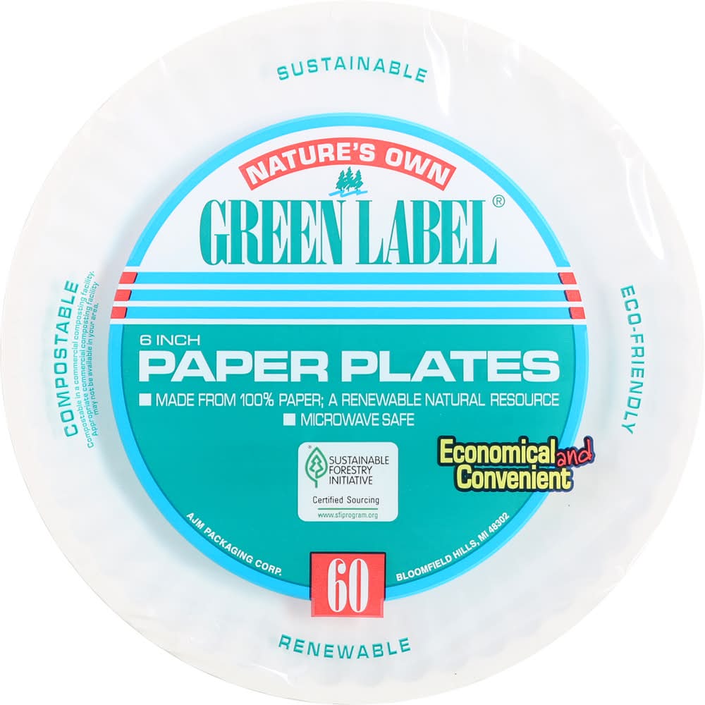 Nature's Own Green Label 6 Inches Paper Plates