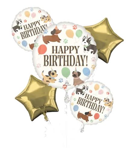 Inflated Pawsome Birthday Foil Balloon Bouquet, Multicolor (5 ct)