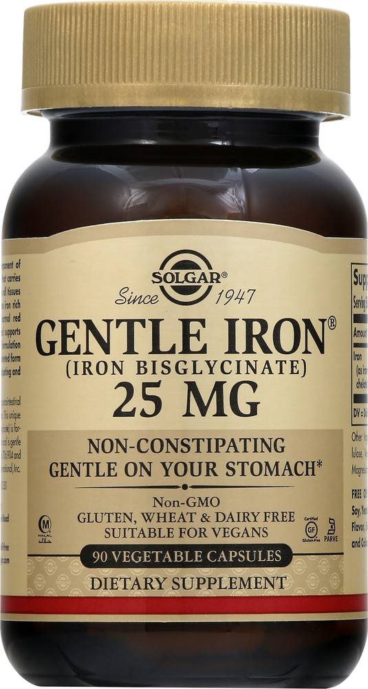 Gentle Iron 25 mg Dietary Supplement Solgar 100 vegicaps