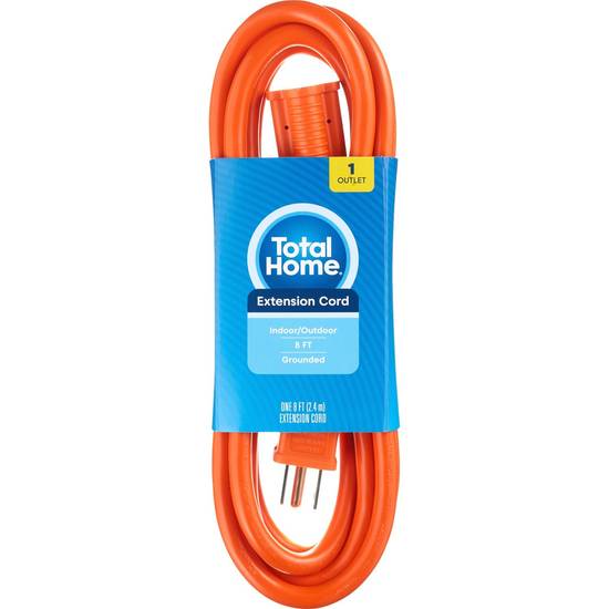 Total Home 8 Feet Indoor/Outdoor Extension Cord, Orange