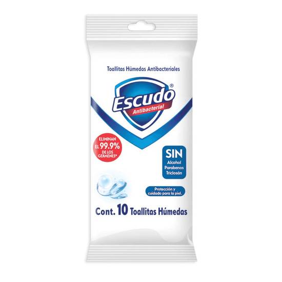 TOALLITAS ANTIBACTERIALES ESCUDO 10 PZA
