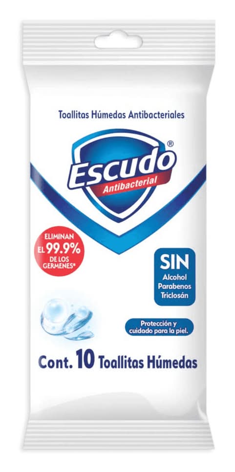 Escudo · Toallitas húmedas antibacteriales (10 un)