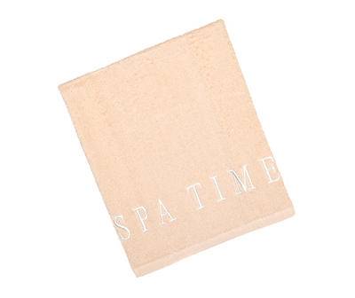 Watercolor Stripe "Spa Time" Tan Embroidered Hand Towel