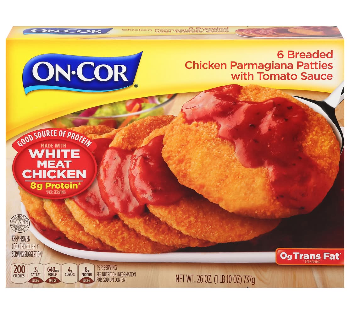 On-Cor Breaded Chicken Parmagiana Patties With Tomato Sauce (26 oz, 6 ct)