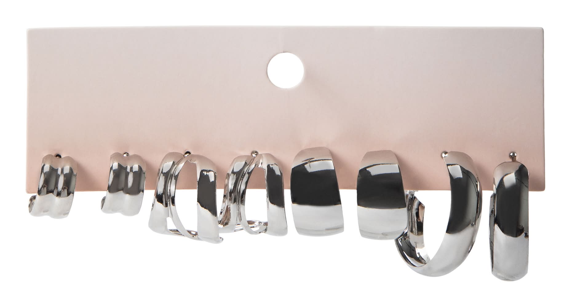 Hoops Earrings 4-Pack Silver Chunky Hoops