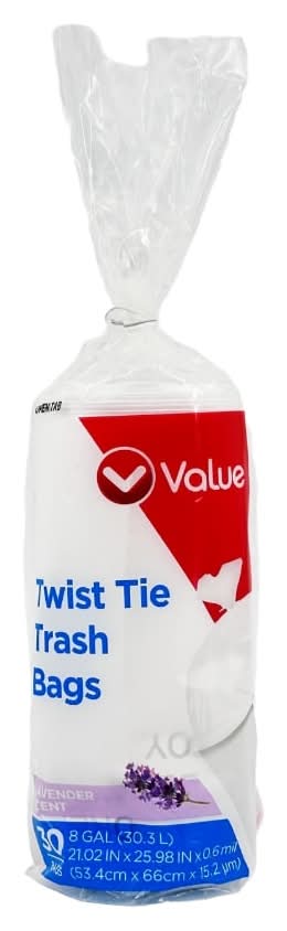 Value Twist Tie Trash Bag, Lavander (30 ct)