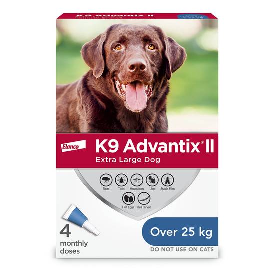 K9 Advantix® II Extra Large Dog Once-A-Month Topical Flea & Tick Treatment - Over 25 kg (Size: 4 Count)