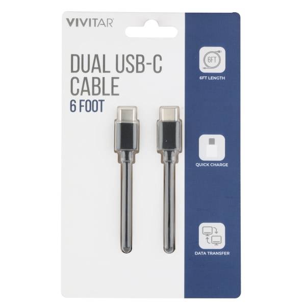 Vivitar Dual Usb-C Charging Cable (72 in/black)