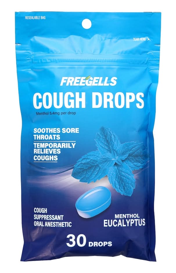 Freegells Cough Suppressant Oral Anesthetic Drops Menthol 5.4mg, Eucalyptus (30 ct)