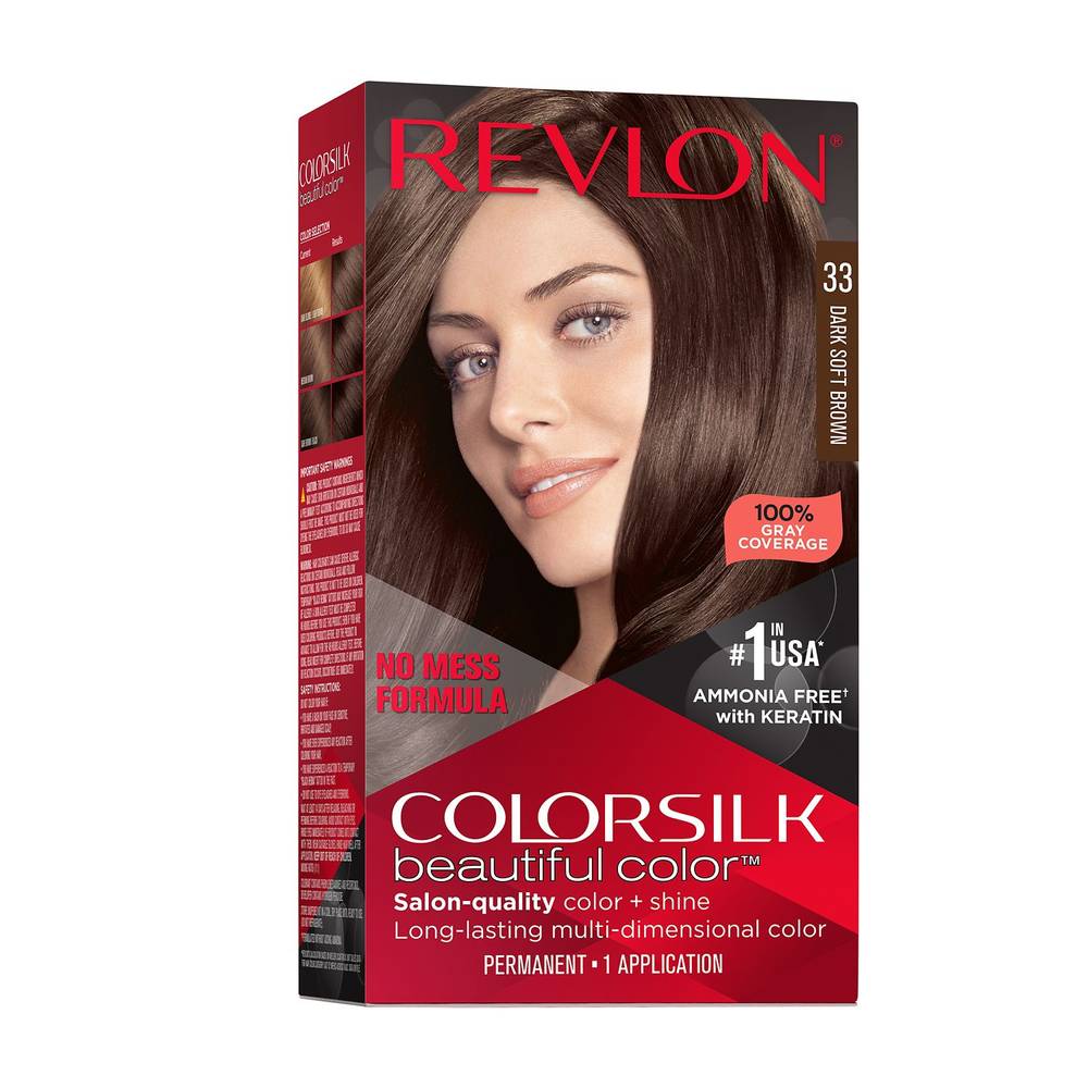 Revlon Colorsilk Beautiful Color Permanent Hair Color, 033 Dark Soft Brown