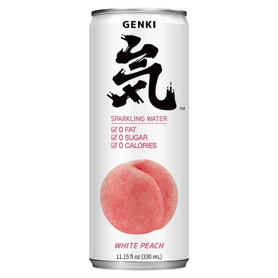 Genki White Peach Sparkling Water 11.16oz Can
