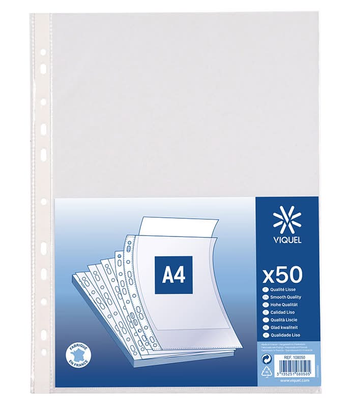Viquel - Pochettes plastiques lisses, A4 (50)